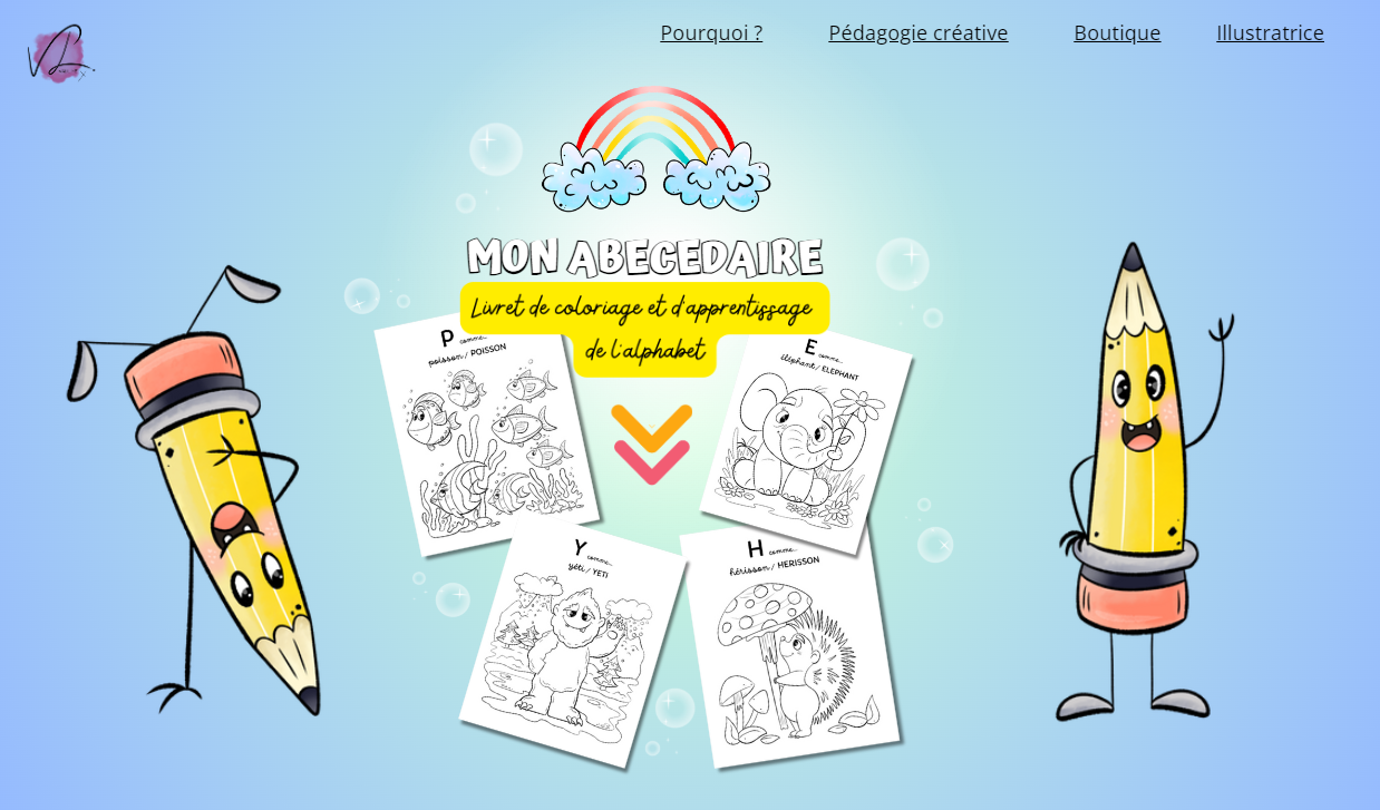 visuel d'un site de présentation pour auteur : Le livret de coloriage Mon abécédaire