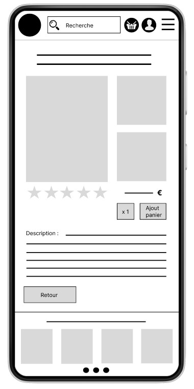 visuel de prototype basse fidélité application mobile de fleuriste