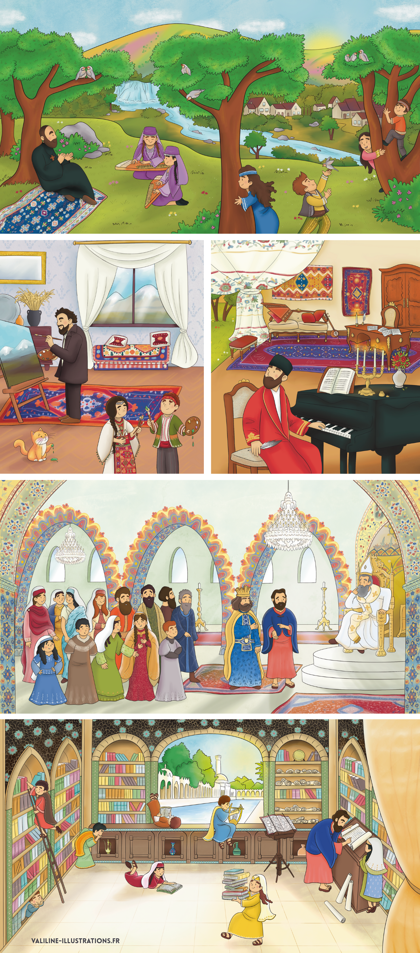 illustrations colorées et détaillées pour livres sonores Armart Edition Valiline