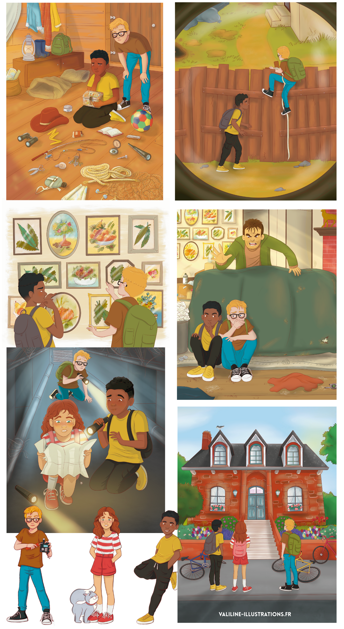 illustrations style BD rétro cartoon roman jeunesse