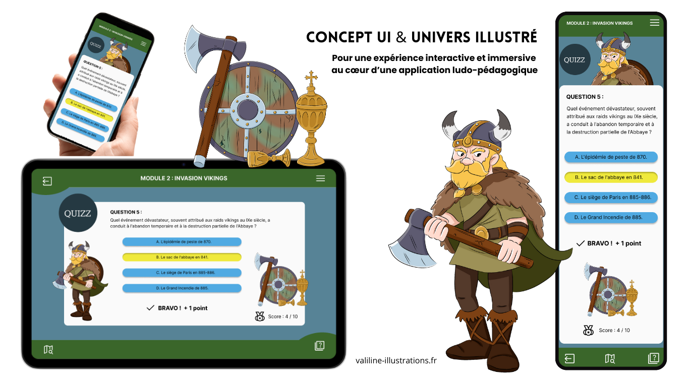 illustration et conception ux ui pour une application pédagogique